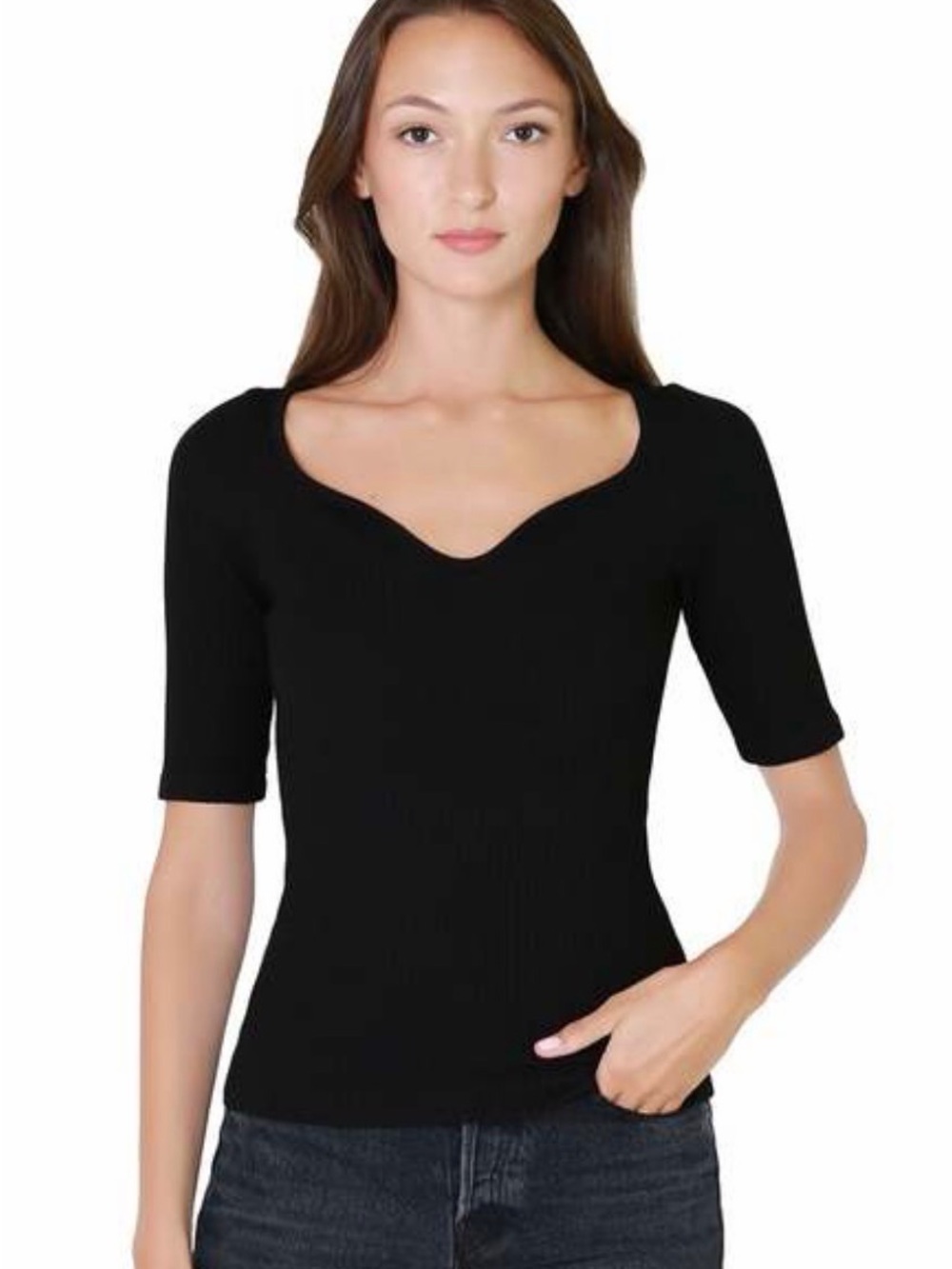 Citizens of Humanity Short-Sleeve Sweetheart Neck Top